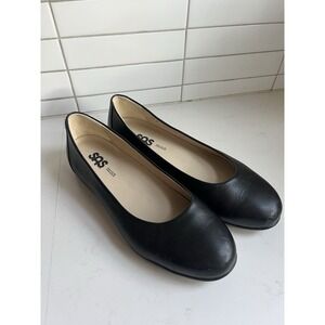 Black SAS Womens 10 M Genuine Leather Scenic Ballet Flat Slip On Comfort.  USA!